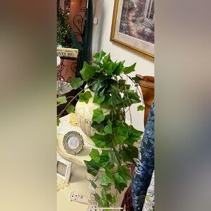 Faux Green Plant in Cream Vase!